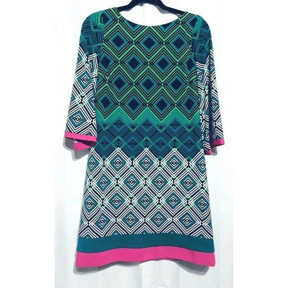 Eliza J Dress Womens 6 Multicolor Geometric Print Jersey Knit Retro Y2K Boho - Picture 1 of 5